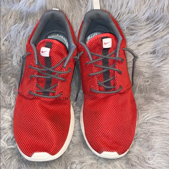 red and grey roshe runs